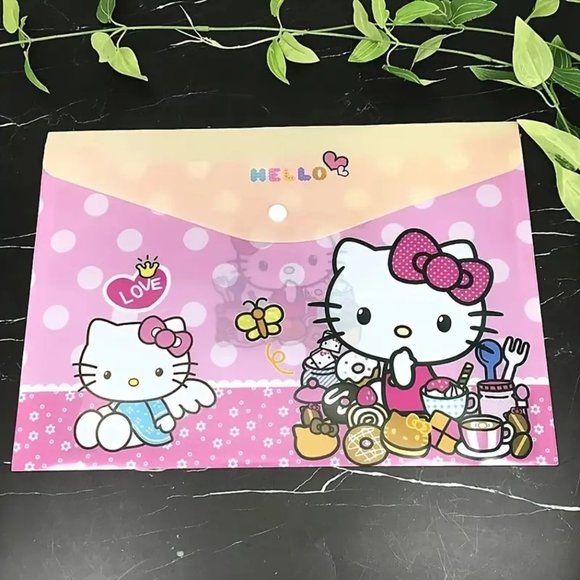 Hello Kitty Binder Folders 4pc School Tote Document Papers Work School Sanrio - Picture 4 of 6